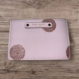 Kate Spade Pink Glitter Polka Dot Women's Card Holder! NWOT!